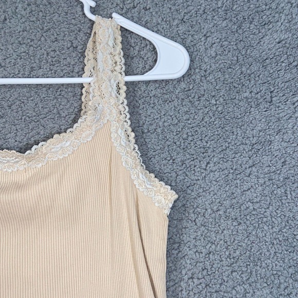 Chico's Top Womens 0 Camisole Lace Sleeves Strap Scoop Neck Ribbed Knit Solid - Picture 4 of 11